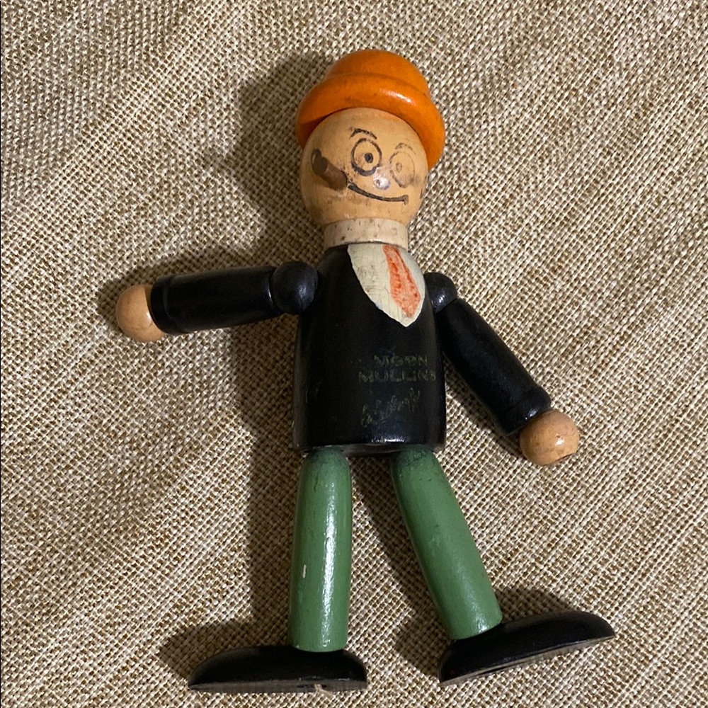 Moon Mullins by Jamar Vintage Wooden Toy Figure with Orange Hat